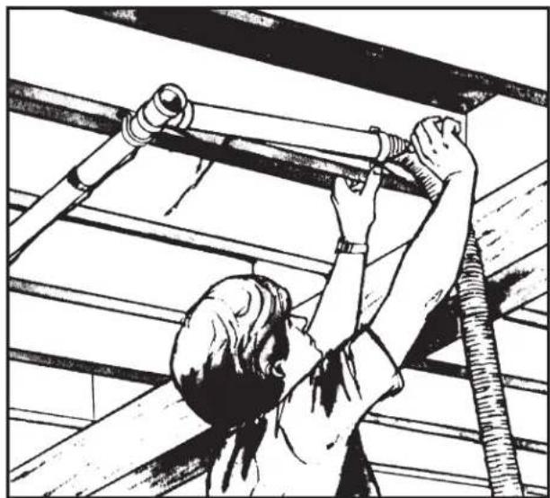Illustration of a person using a tool on a metal structure (no text or symbols visible)