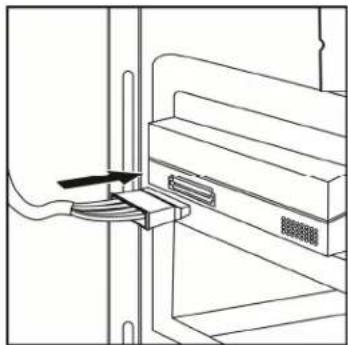Line drawing of a door handle assembly with a cable inserted (no text or symbols)