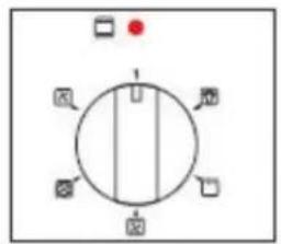 Diagram of a circular device with labeled ports and indicator lights, likely for control or measurement purposes.