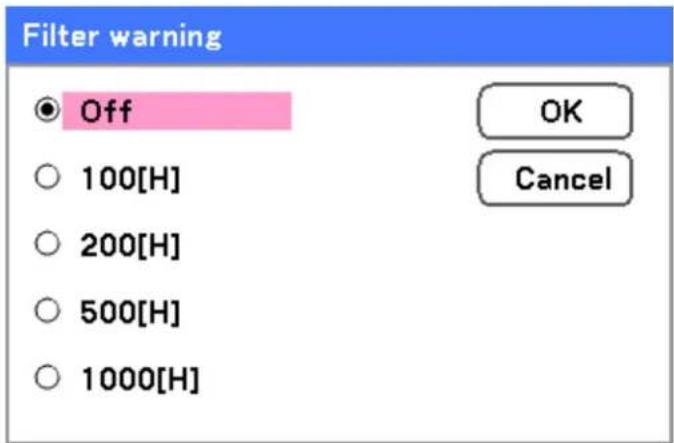 Filter warning Off 100[H] 200[H] 500[H] 1000[H] OK Cancel