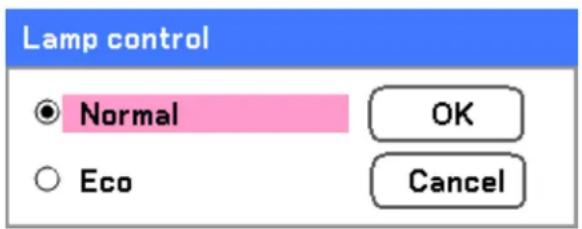 Lamp control Normal OK Eco Cancel