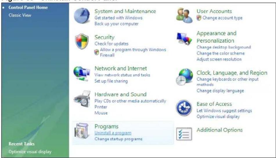Control Panel Home Classic View System and Maintenance Get started with Windows Beck up your computer User Accounts Change account type Security Check for updates Allow a program through Windows Firewall Appearance and Personalization Change desktop background Change the color scheme Adjust screen resolution Network and Internet View network status and tasks Set up file sharing Clock, Language, and Region Change keyboards or other input methods Change display language Hardware and Sound Play CDs or other media automatically Printer Mouse Ease of Access Let Windows suggest settings Optimize visual display Programs Uninstall a program Change startup programs Additional Options Recent Tasks Optimize visual display