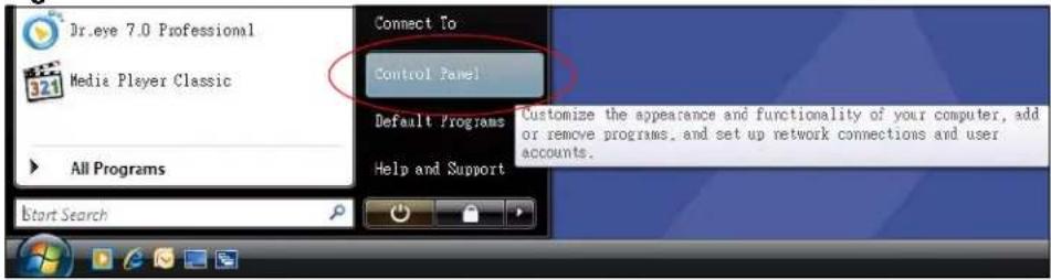 Dr.eye 7.0 Professional Media Player Classic All Programs Start Search Connect To Control Panel Default Programs Customize the appearance and functionality of your computer, add or remove programs, and set up network connections and user accounts.