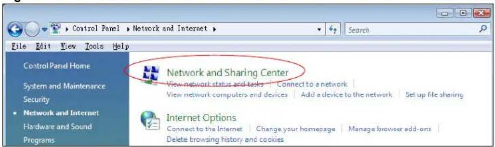 Control Panel > Network and Internet > Search File Edit View Tools Help Control Panel Home System and Maintenance Security • Network and Internet Hardware and Sound Programs Network and Sharing Center View network status and tasks | Connect to a network | View network computers and devices | Add a device to the network | Set up file sharing Internet Options Connect to the Internet | Change your homepage | Manage browser add-ons | Delete browsing history and cookies