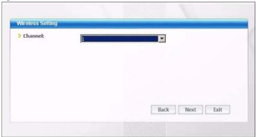 Wireless Setting Channel: Back Next Exit