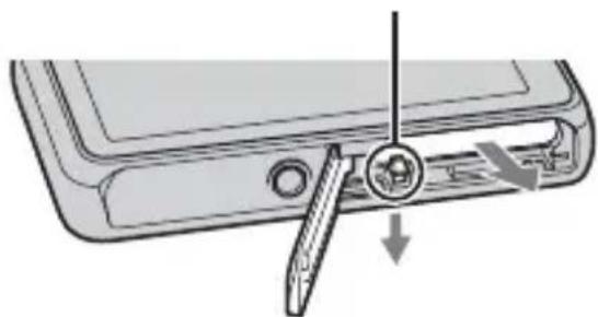 Diagram of a device with a screwdriver inserted into a slot, showing mechanical components and directional arrows (no text or symbols)