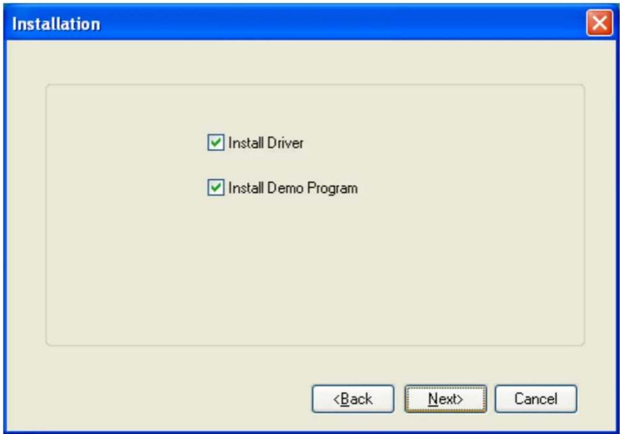 Installation ✓ Install Driver ✓ Install Demo Program Cancel