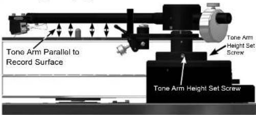 Tone Arm Parallel to Record Surface Tone Arm Height Set Screw Tone Arm Height Set Screw