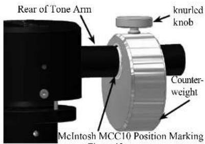 Rear of Tone Arm knurlcd knob Counter-weight McIntosh MCC10 Position Marking