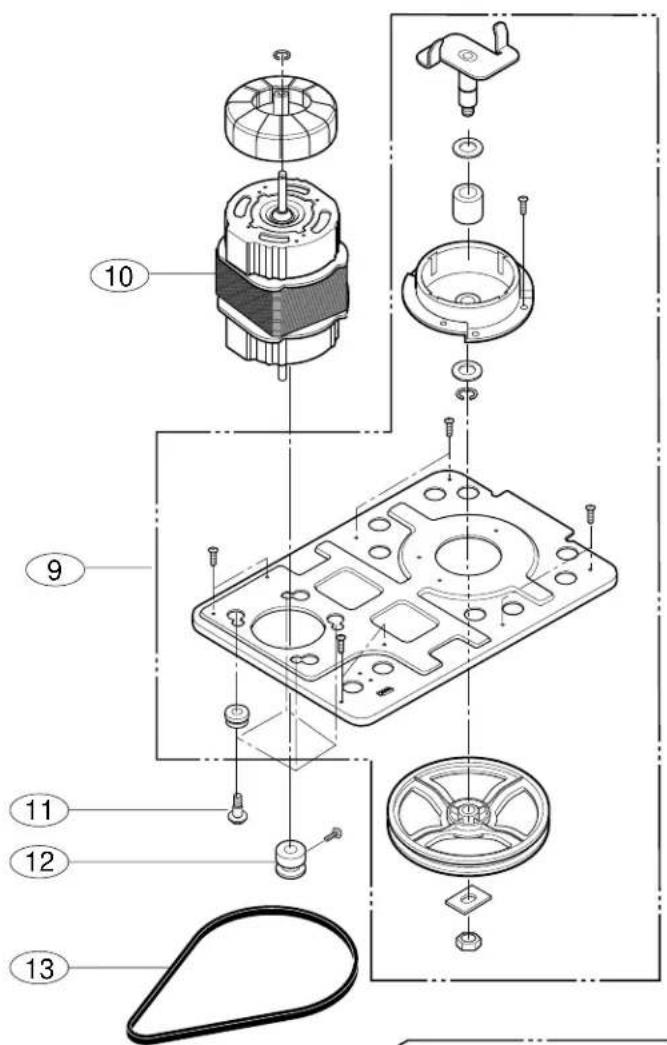 Exploded view diagram of a mechanical assembly with numbered parts for identification