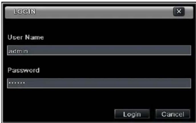 LOGIN User Name admin Password Login Cancel