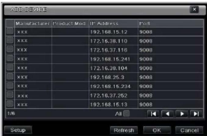 ADD DEVICE Manufacturer Product Mod IP Address Port xxx 192.168.15.12 9008 xxx 172.16.38.110 9008 xxx 172.16.37.116 9008 xxx 192.168.15.241 9008 xxx 172.16.38.104 9008 xxx 192.168.25.3 9008 xxx 192.168.15.234 9008 xxx 172.16.37.252 9008 xxx 192.168.15.13 9008 1/6 All Setup Refresh OK Cancel