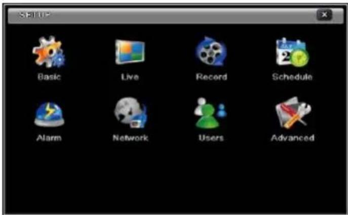 SALPS Basic Live Record Schedule Alarm Network Users Advanced