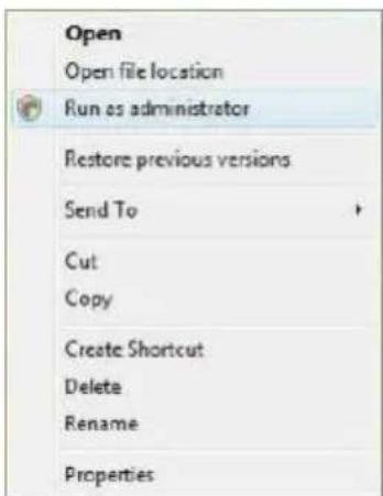 Open Open file location Run as administrator Restore previous versions Send To Cut Copy Create Shortcut Delete Rename Properties