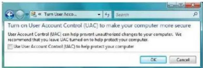 Turn on User Account Control (UAC) to make your computer more secure User Account Control (UAC) can help prevent unauthorized changes to your computer. We recommend that you leave UAC turned on to help protect your computer. Use User Account Control (UAC) to help protect your computer