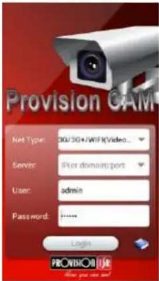 Provision CAM Net Type: 3G/3G+/WIFIVideo... Server: iPort domain/port User: admin Password: ...... Login PROVISION USE How you can and