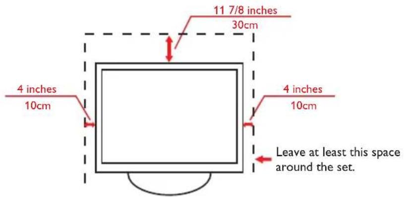 11 7/8 inches 30cm 4 inches 10cm 4 inches 10cm Leave at least this space around the set.