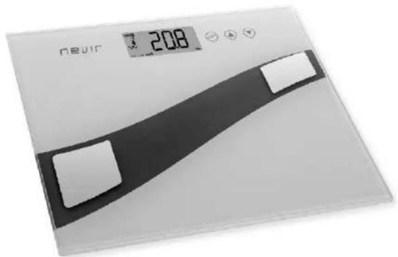 NEVIR NVR-3327 BBG - Báscula de Baño Digital con Medición de Grasa e Hidratación Corporal - 1