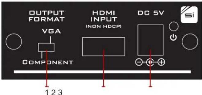 OUTPUT FORMAT VGA COMPONENT HDMI INPUT (NON HDCP) DC 5V si 1 2 3