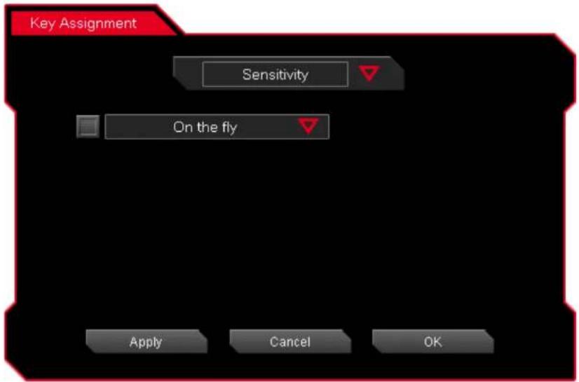 Key Assignment Sensitivity On the fly Apply Cancel OK