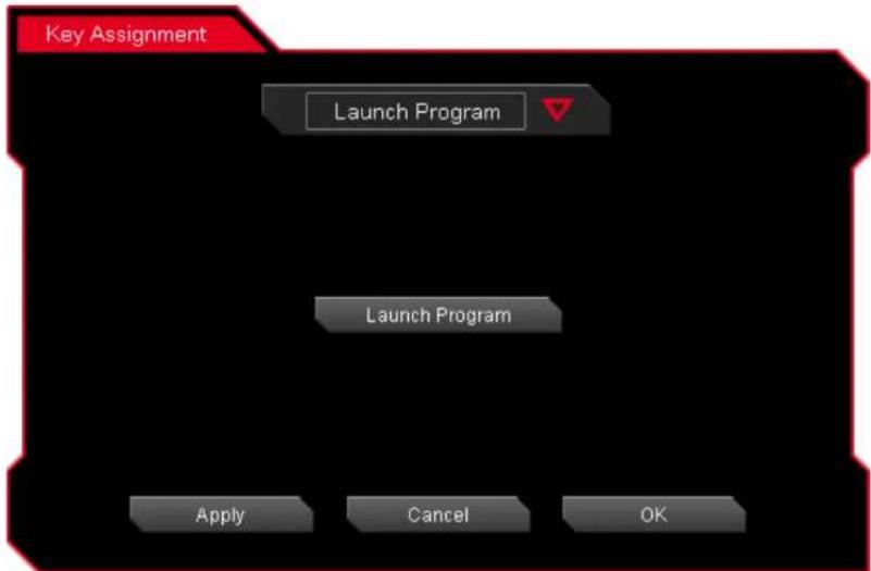 Key Assignment Launch Program Launch Program Apply Cancel OK