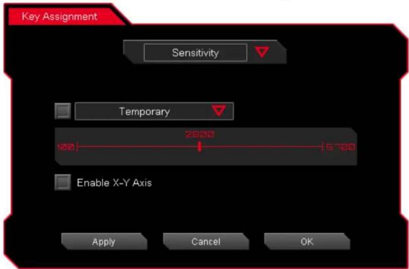 Key Assignment Sensitivity Temporary 2000 5700 Enable X-Y Axis Apply Cancel OK