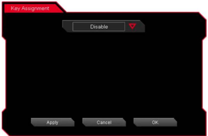 Key Assignment Disable Apply Cancel OK