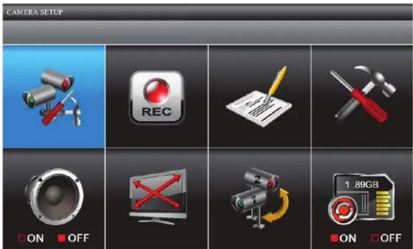 CAMERA SETUP REC ON OFF 1.89GB ON OFF