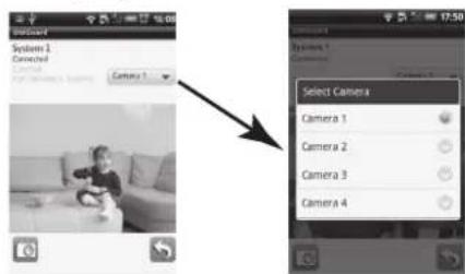 System 1 Connected Camera 1 Select Camera Camera 1 Camera 2 Camera 3 Camera 4