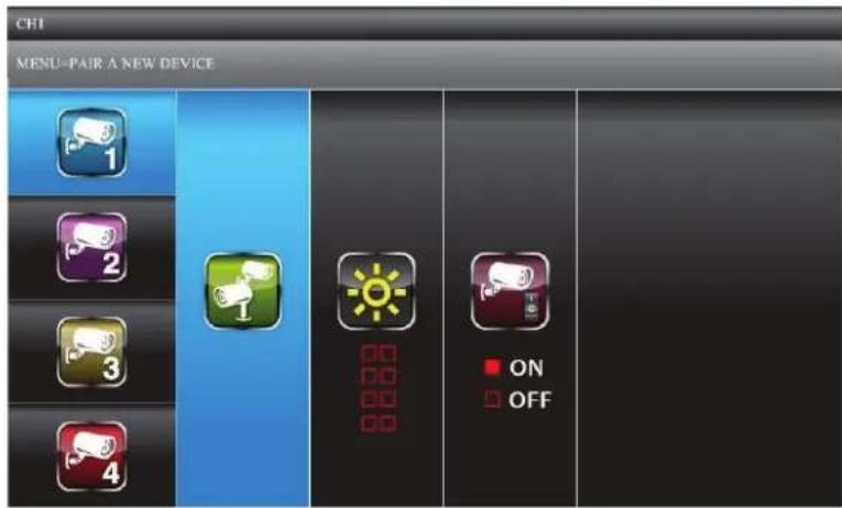 CHI MENU-PAIR A NEW DEVICE 1 2 3 4 ON OFF