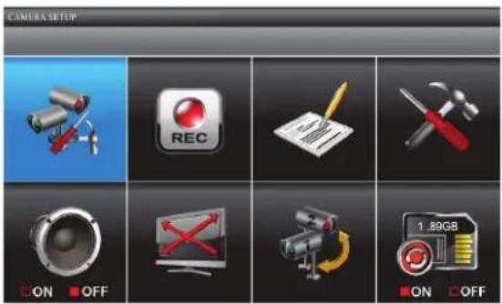 CAMERA SETUP REC ON OFF 1.89GB ON OFF