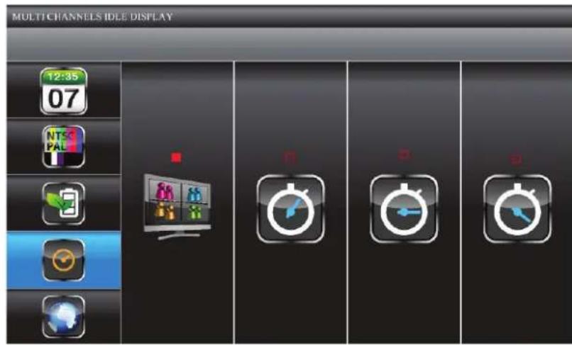 MULTI CHANNELS IDLE DISPLAY 12:35 07 NTS PAL minutes minutes minutes minutes