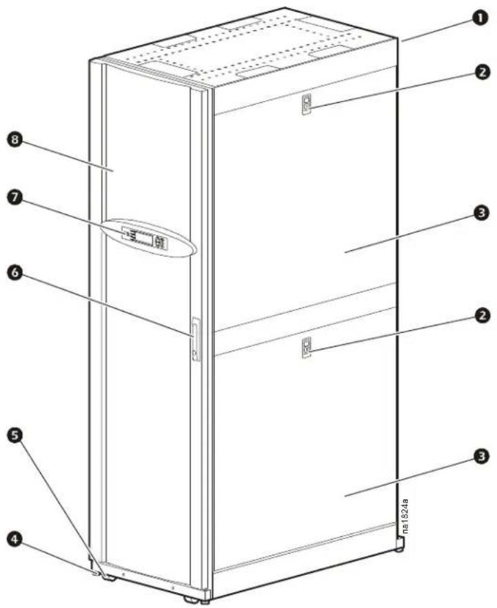 Technical diagram of a refrigerator with numbered components and a magnified inset showing internal structure.