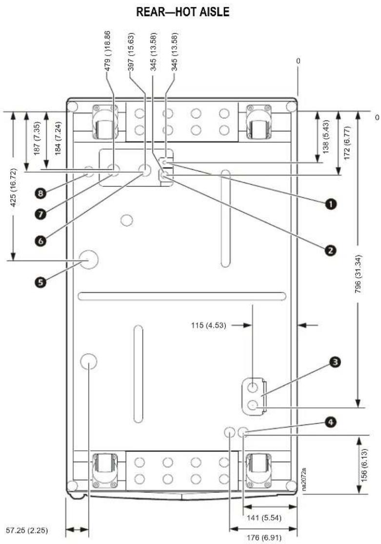 REAR—HOT AISLE 479 (18.86) 397 (15.63) 345 (13.58) 345 (13.58) 0 187 (7.35) 184 (7.24) 138 (5.43) 172 (6.77) 425 (16.72) ⑧ ⑦ ⑥ ⑤ ① ② 796 (31.34) 115 (4.53) ③ ④ na2072s 156 (6.13) 57.25 (2.25) 141 (5.54) 176 (6.91)