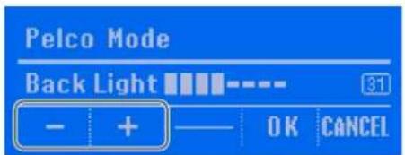 Pelco Mode Back Light 31 - + OK CANCEL