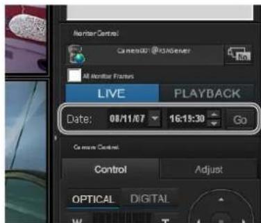 Monitor Control C:\Users\@32\gener\* All Monitor Frames LIVE PLAYBACK Date: 08/11/07 16:15:30 Go Current Control Control Adjust OPTICAL DIGITAL