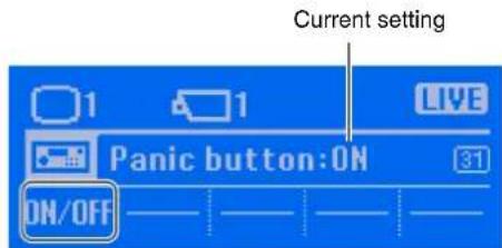 Current setting 1 1 LIVE Panic button:ON 31 ON/OFF