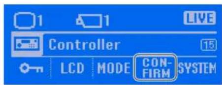 1 1 LIVE Controller 15 LCD MODE CONFIRM SYSTEM