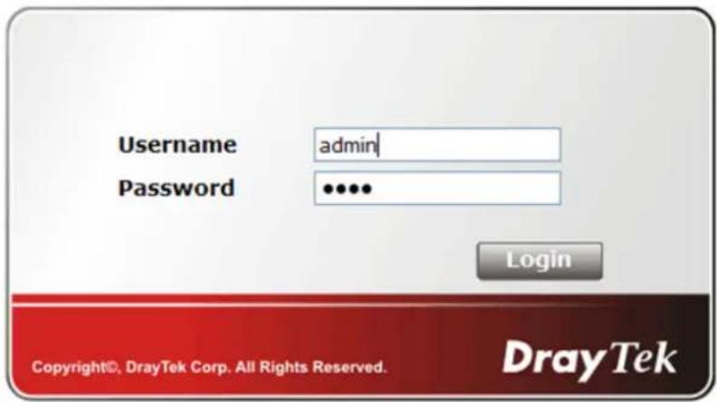 Username admin Password ••••• Login Copyright©, DrayTek Corp. All Rights Reserved. DrayTek
