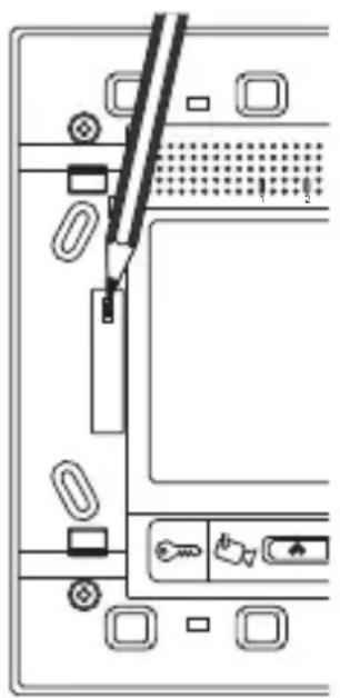 Diagram of a computer monitor with ports and a cable inserted, showing no text or symbols
