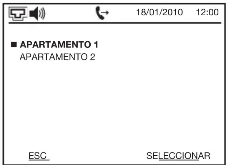 ■ APARTAMENTO 1 APARTAMENTO 2 ESC SELECCIONAR