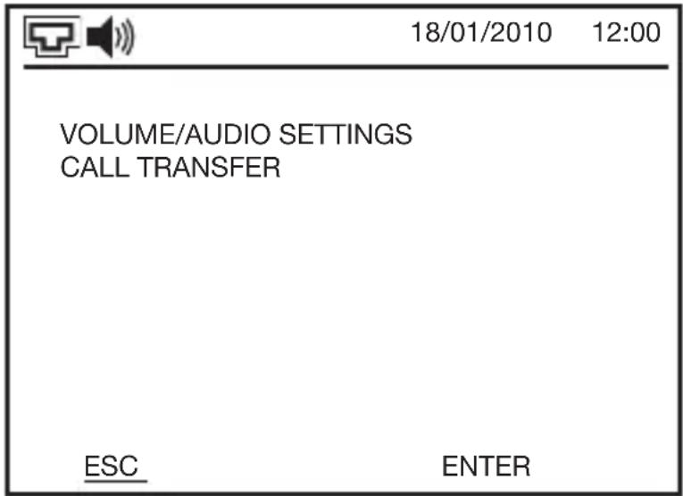 18/01/2010 12:00 VOLUME/AUDIO SETTINGS CALL TRANSFER ESC ENTER