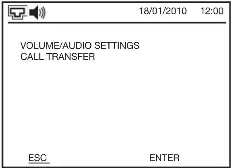 18/01/2010 12:00 VOLUME/AUDIO SETTINGS CALL TRANSFER ESC ENTER