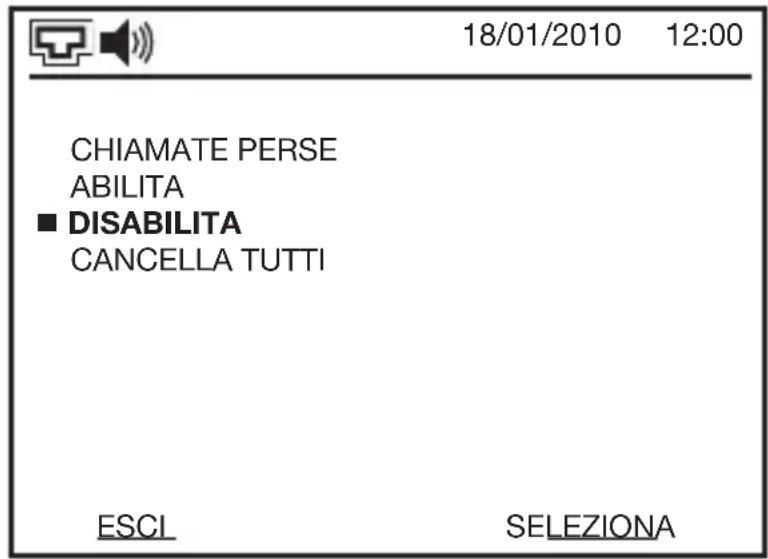 18/01/2010 12:00 CHIAMATE PERSE ABILITA ■ DISABILITA CANCELLA TUTTI ESCI SELEZIONA