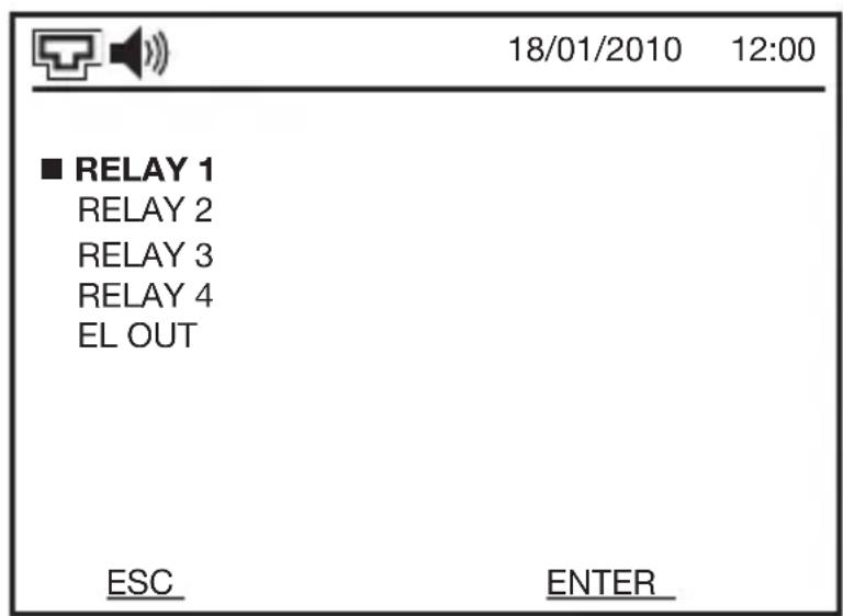 18/01/2010 12:00 ■ RELAY 1 RELAY 2 RELAY 3 RELAY 4 EL OUT ESC ENTER