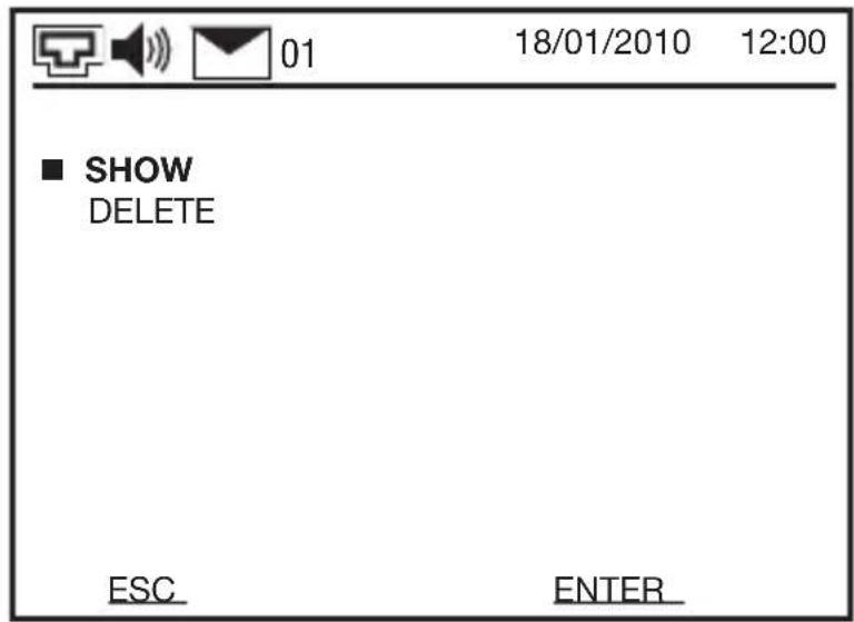 01 18/01/2010 12:00 ■ SHOW DELETE ESC ENTER_