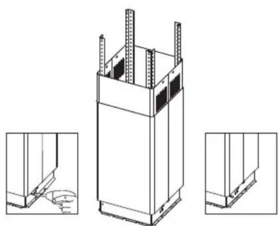 Technical line drawing of a structural support frame with three orthographic views (no text or symbols)