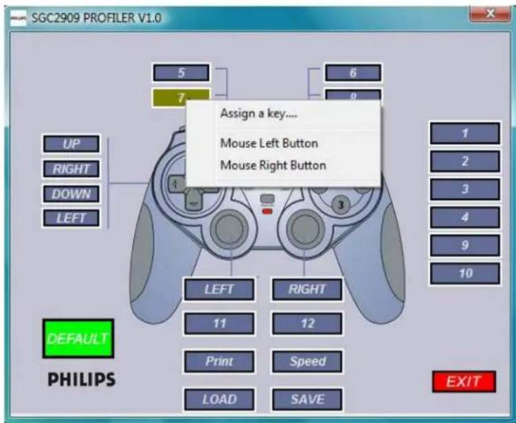 SGC2909 PROFILER V1.0 5 6 7 8 UP RIGHT DOWN LEFT 1 2 3 4 9 10 DEFAULT PHILIPS LEFT RIGHT 11 12 Print Speed LOAD SAVE 1 2 3 4 9 EXIT