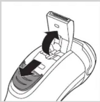 Diagram of a hairdryer with an arrow indicating the process (no text or symbols present)