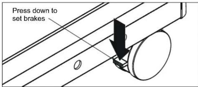 Press down to set brakes